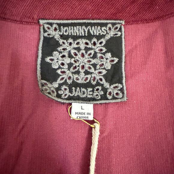 Johnny Was Corduroy Ruffle Midi Dress | Maroon Belted Coastal Cowgirl | NWT | L - Picture 3 of 14